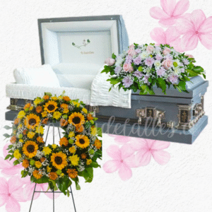 Pack fúnebre para condolencias corona en maravillas y cojines