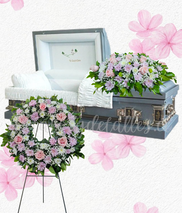 Pack floral fúnebre en corona y cojin para condolencias