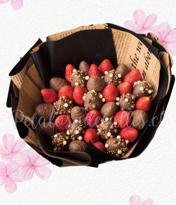 Elegante ramo en 35 frutillas decoradas de chocolate