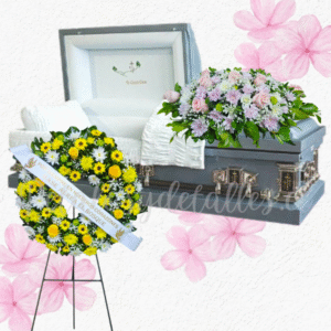 Pack fúnebre para condolencias en corona y cojin fúnebre