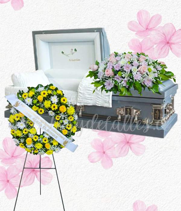 Pack fúnebre para condolencias en corona y cojin fúnebre