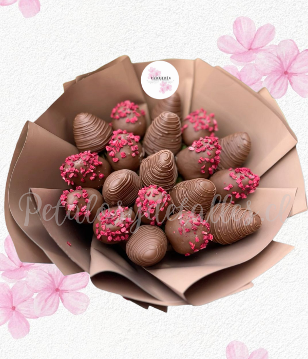 Ramo 18 frutillas decoradas en chocolate