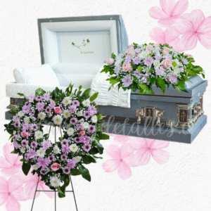 Pack fúnebre en corona corazon y cojin para condolencias