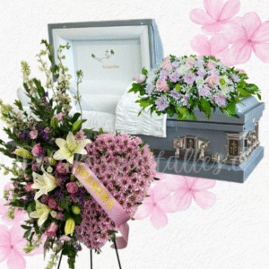 Pack floral fúnebre para condolencias corona corazon y cojin