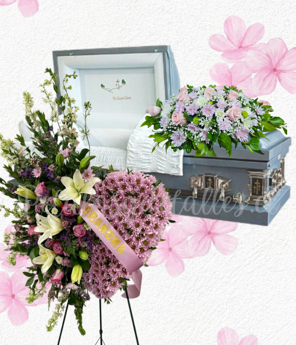 Pack floral fúnebre para condolencias corona corazon y cojin