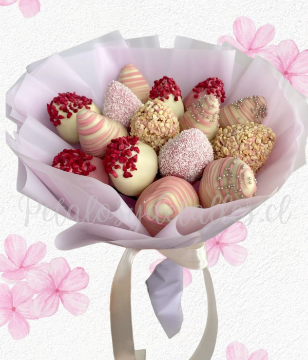 Ramo doncella en 15 frutillas decoradas con chocolate