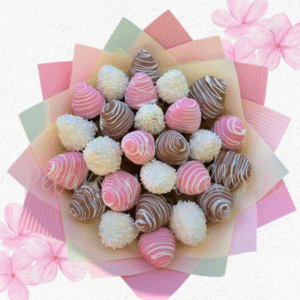 Ramo bouquet redondo en 25 frutillas decoradas