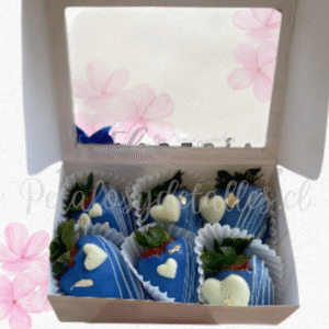 Caja cuadrada visora en 6 frutillas decoradas