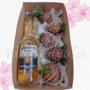 Caja en 5 frutillas decoradas en chocolate y cerveza