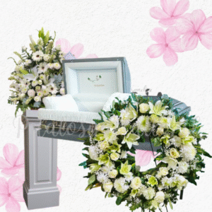 Pack floral fúnebre a domicilio, arrimo y corona en mix flores