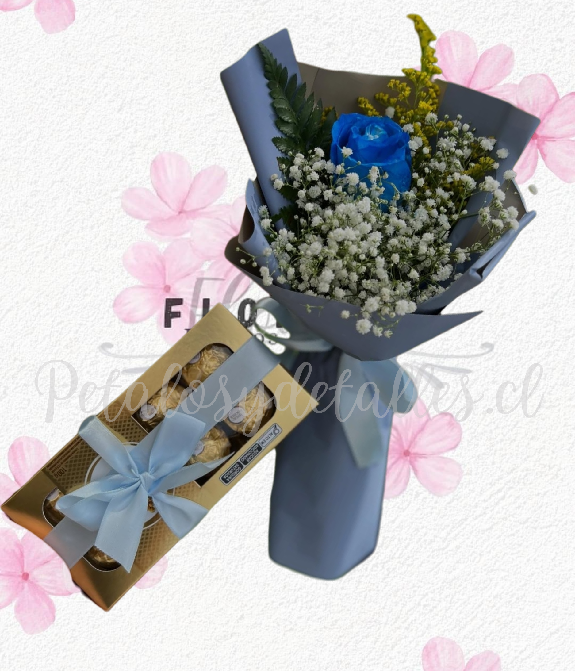 Elegante ramito en una rosa san Valentín y bombones