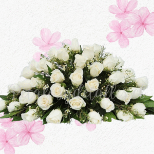 Cojin fúnebre en 50 rosas importadas follaje e ilusión