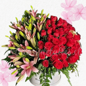 Mega box en 30 rosas importadas y 20 lilium encantadores