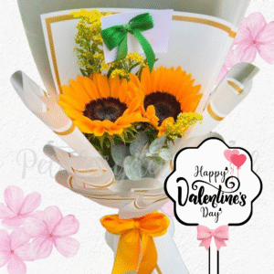 Ramito extendido en 2 girasoles lineales y topper