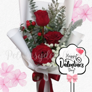 Ramo extendido en 3 elegante rosas importadas e ilusión y topper