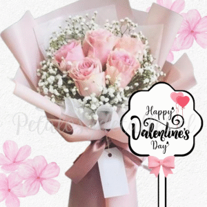 Ramo full ilusión blanca en 5 rosas importadas y topper