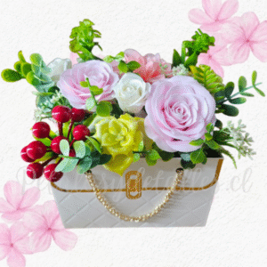 Mini carterita elegante en mix flores de jabón eternas