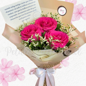 Ramo en 3 rosas importadas mas ilusión