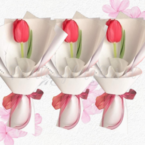 Radiante Pack en 3 ramitos de tulipanes decorados y lazo