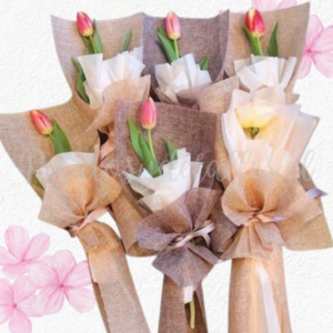 Pack en 6 ramitos elegantes en tulipán decorado