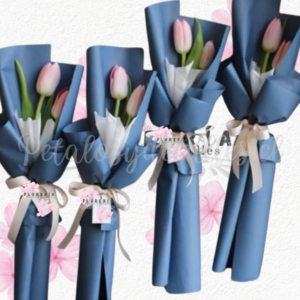 Pack elegance en 4 ramitos de 2 tulipanes y linda envoltura