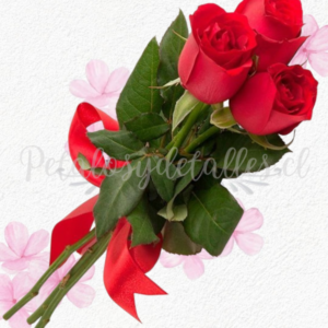 Ramito día de la mujer en 3 rositas decoradas con lindo lazo