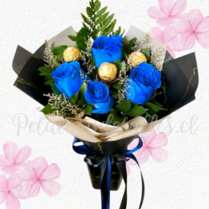 Ramo para ellos en 4 rosas importadas y 3 bombones