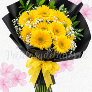 Ramo flores amarillas en 10 gerberas y lindo envoltorio