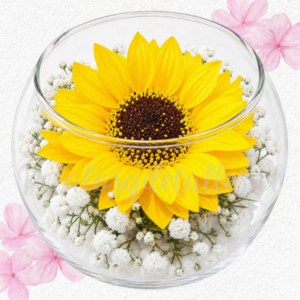 Detalle en pecera con girasol eterno de jabón