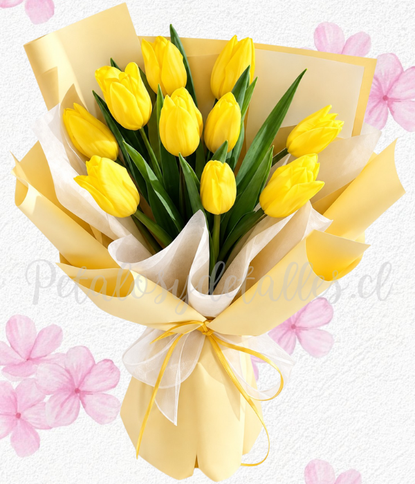 Elegancia en 10 delicados tulipanes y linda envoltura