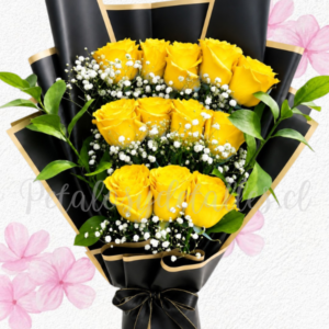 Ramo princess en 12 rosas importadas e ilusión blanca