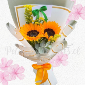 Ramito extendido en 2 girasoles lineales