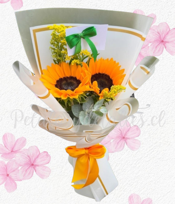 Ramito extendido en 2 girasoles lineales